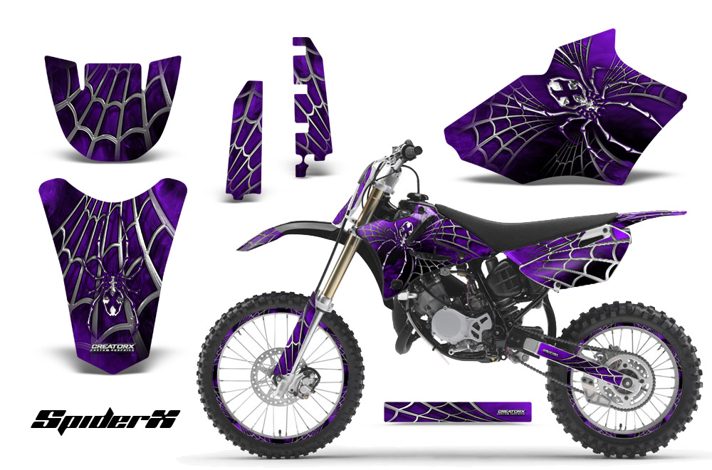 Yamaha YZ85 02-12 Graphics Kit SpiderX Purple NP Rims